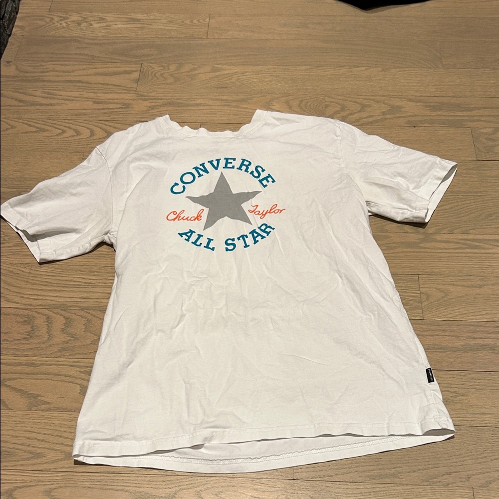 Converse White Short Sleeve Tee with Teal and Gray Logo